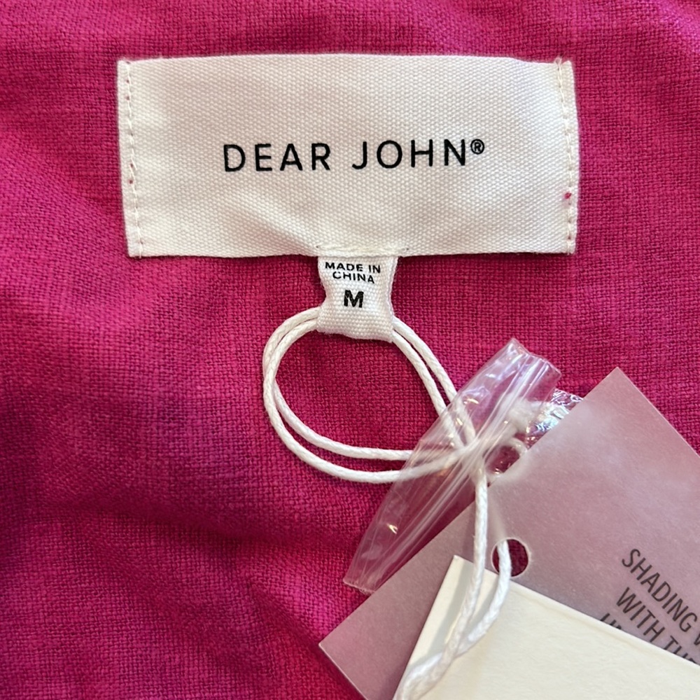 NWT - Dear John Lucy Linen Shorts Romper in Hot Pink Baton Rouge - Picture 4 of 4